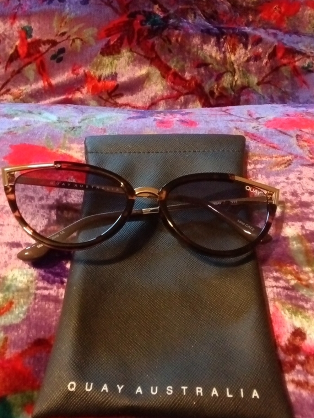 Quay Australia Tortoiseshell Cat-Eye Sunglasses with Gold Accents